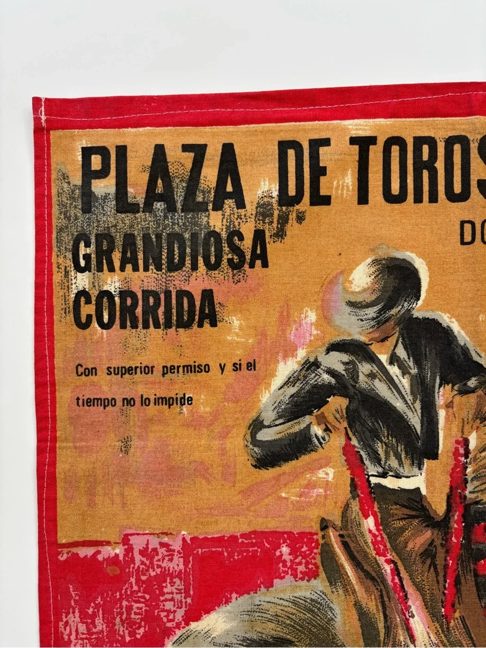 Vintage Linen Plaza de Toros de Sevilla Bullfight Tea Towel